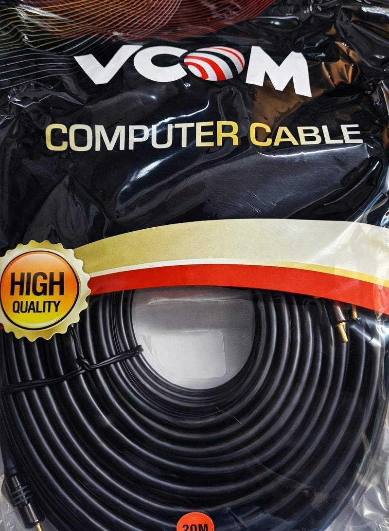 في كوم كابل صوت وفيديو AV أسود اللون، 3 كابلات RCA ذكر إلى ذكر، طول 20 متر - Image 3